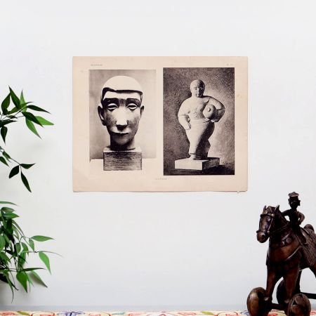 Black & White Paper Poster of Statue for Decor